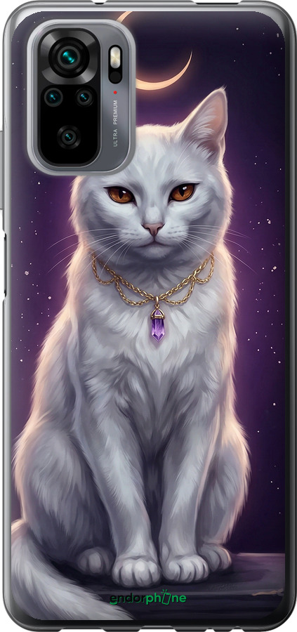 Силіконовий чехол Mystic White Cat Gothic Dark Purple Gold для Xiaomi Redmi Note 10S - 6805u-2577 изображение 