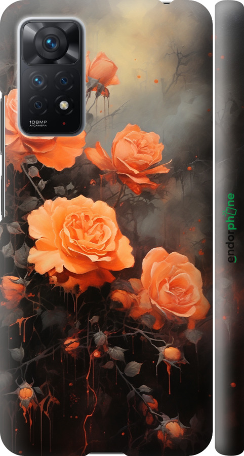 3D пластиковий матовий чехол Оранжеві троянди для Xiaomi Redmi Note 11 Pro - 5944m-2512 изображение 