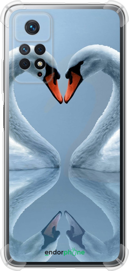 Силикон с усиленными углами чехол Лебеди для Xiaomi Redmi Note 11 Pro - 6007sp-2512 изображение 