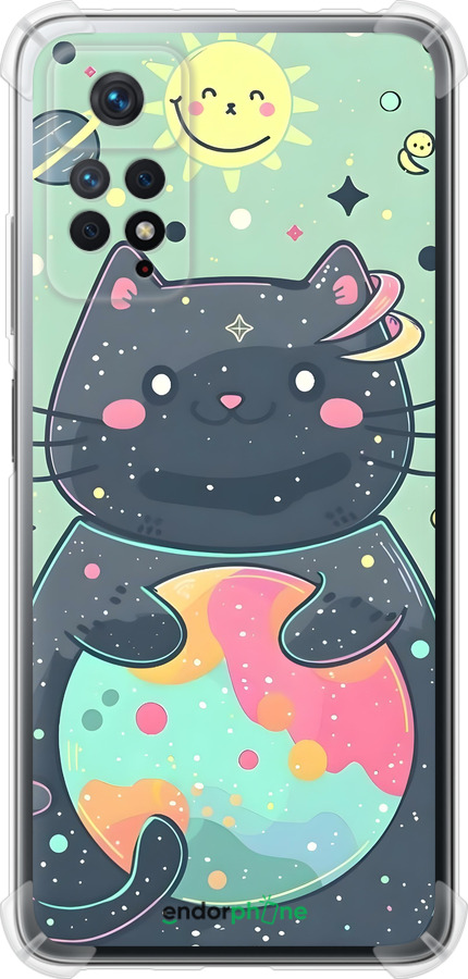 Силикон с усиленными углами чехол Милый котик для Xiaomi Redmi Note 11 Pro - 6364sp-2512 изображение 