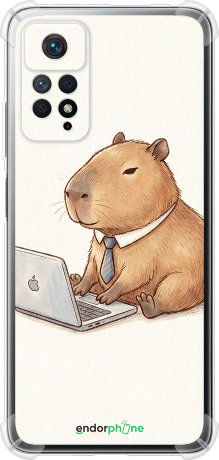 Силіконовий протиударний с посиленими кутами чехол Funny Capybara CEO Working для Xiaomi Redmi Note 11 Pro - 6777sp-2512 изображение 