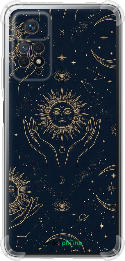 Силикон с усиленными углами чехол Celestial Harmony: Sun & Moon Gold Mystic Pattern для Xiaomi Redmi Note 11 Pro - 6778sp-2512 изображение 