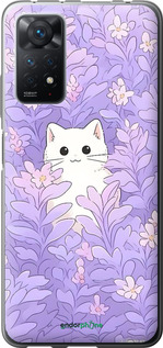 Силиконовый чехол Котик в цветах для Xiaomi Redmi Note 11 Pro - 6390u-2512 изображение 