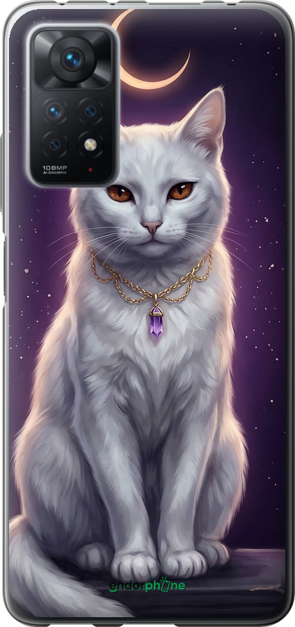 Силиконовый чехол Mystic White Cat Gothic Dark Purple Gold для Xiaomi Redmi Note 12 Pro - 6805u-3019 изображение 