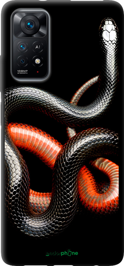 TPU чехол Червоно-чорна змія на чорному фоні для Xiaomi Redmi Note 11 - 4063b-2516 изображение 