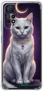 Силикон с усиленными углами чехол Mystic White Cat Gothic Dark Purple Gold для Xiaomi Redmi Note 11S 4G - 6805sp-3936 изображение 