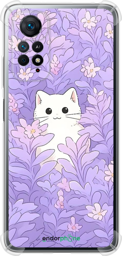 Силикон с усиленными углами чехол Котик в цветах для Xiaomi Redmi Note 11 - 6390sp-2516 изображение 