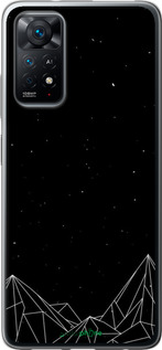 Силиконовый чехол Черно белые абстрактные горы для Xiaomi Redmi Note 11 - 6437u-2516 изображение 