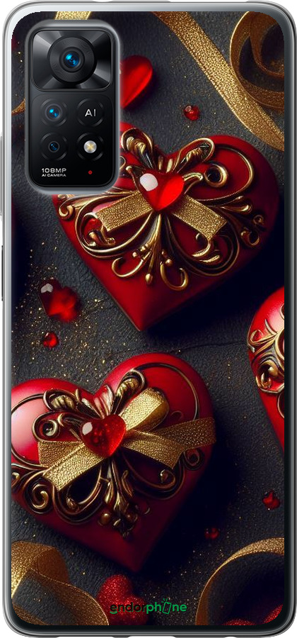 Силиконовый чехол Сердечки v4 для Xiaomi Redmi Note 11S 4G - 5834u-3936 изображение 