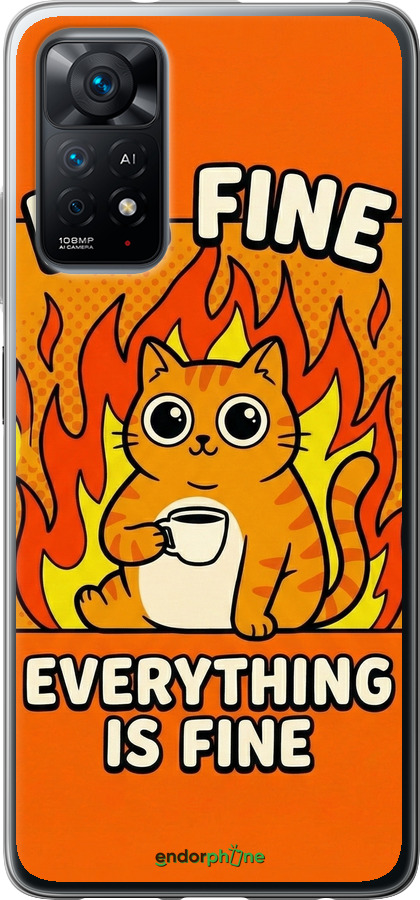 Силиконовый чехол Funny Cat для Xiaomi Redmi Note 11S 4G - 6786u-3936 изображение 