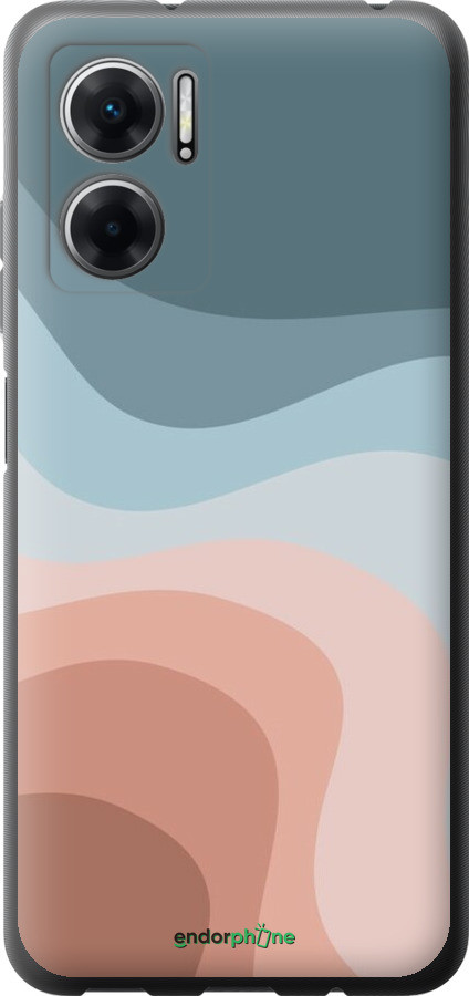 Силиконовый чехол С синими и розовыми волнами в стиле ретро для Xiaomi Redmi Note 11E - 6532u-2634 изображение 