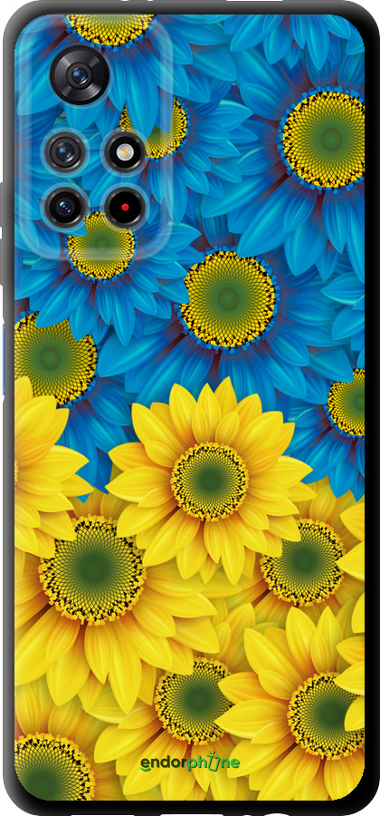 TPU чехол Жёлто-голубые цветы для Xiaomi Redmi Note 11 5G - 1048b-3849 изображение 