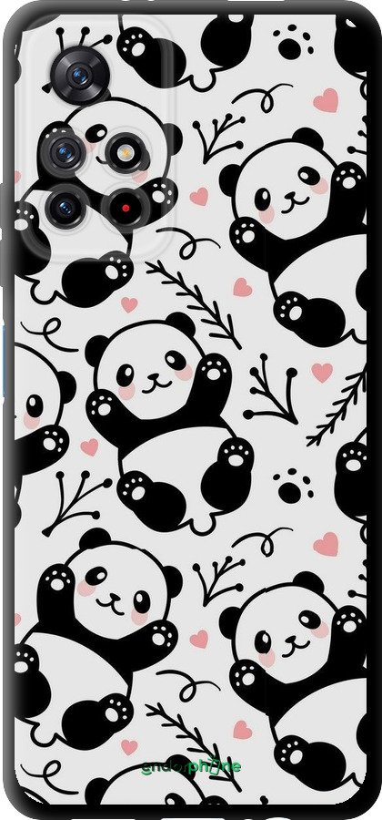 TPU чехол Панды для Xiaomi Redmi Note 11T 5G - 4318b-3850 изображение 