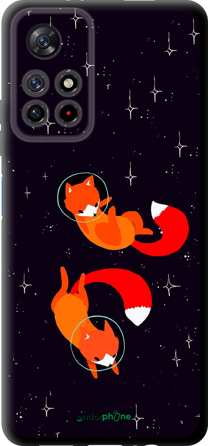 TPU чехол Лисички в космосе для Xiaomi Poco M4 Pro 5G - 4519b-3851 изображение 