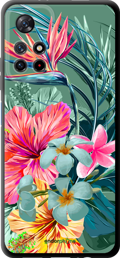 TPU чехол Тропические цветы v1 для Xiaomi Redmi Note 11 5G - 4667b-3849 изображение 