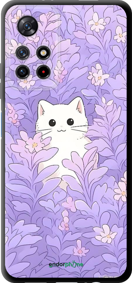 TPU чехол Котик в цветах для Xiaomi Redmi Note 11S 5G - 6390b-2890 изображение 