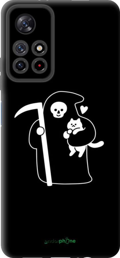 TPU чехол Минималистичный арт: смерть и кошка для Xiaomi Redmi Note 11 5G - 6529b-3849 изображение 