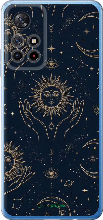 Силиконовый чехол Celestial Harmony: Sun & Moon Gold Mystic Pattern для Xiaomi Poco M4 Pro 5G - 6778u-3851 изображение 