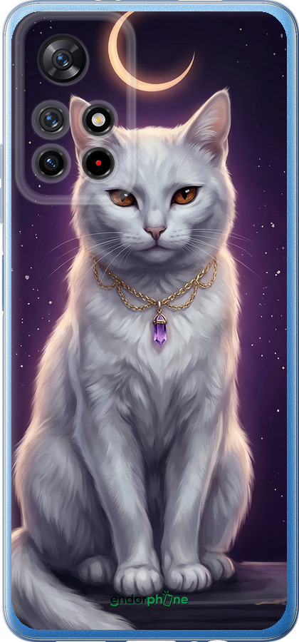 Силиконовый чехол Mystic White Cat Gothic Dark Purple Gold для Xiaomi Poco M4 Pro 5G - 6805u-3851 изображение 