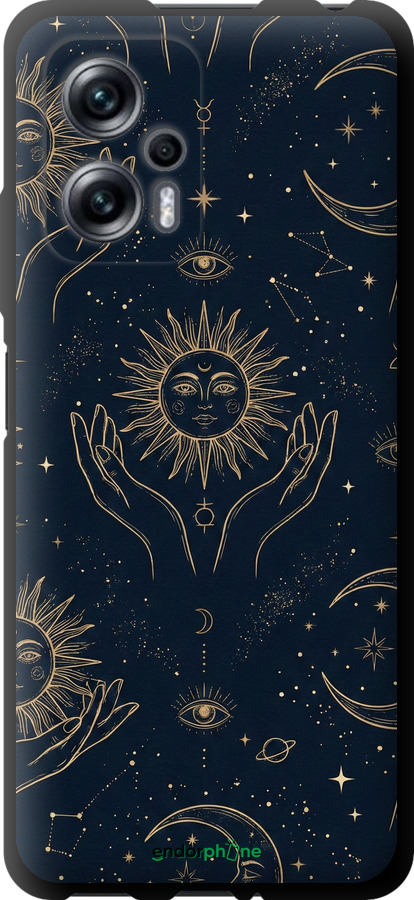 TPU чехол Celestial Harmony: Sun & Moon Gold Mystic Pattern для Xiaomi Redmi Note 11T Pro+ - 6778b-3861 изображение 