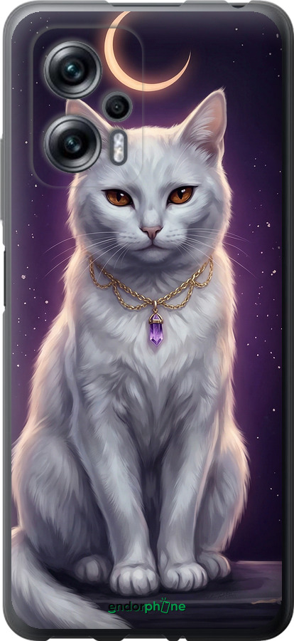 Силіконовий чехол Mystic White Cat Gothic Dark Purple Gold для Xiaomi Poco X4 GT 5G - 6805u-3862 изображение 