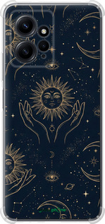 Силикон с усиленными углами чехол Celestial Harmony: Sun & Moon Gold Mystic Pattern для Xiaomi Redmi Note 12 4G - 6778sp-3021 изображение 