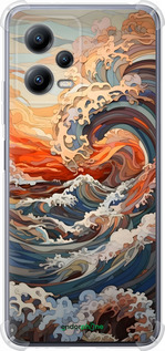 Силіконовий протиударний с посиленими кутами чехол Арт хвилі для Xiaomi Poco X5 5G - 6324sp-3016 изображение 