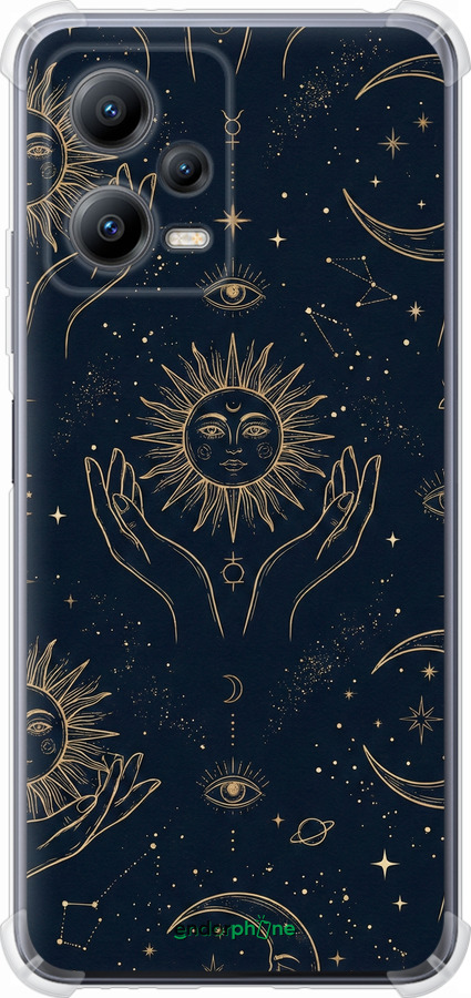 Силикон с усиленными углами чехол Celestial Harmony: Sun & Moon Gold Mystic Pattern для Xiaomi Redmi Note 12 5G - 6778sp-2934 изображение 
