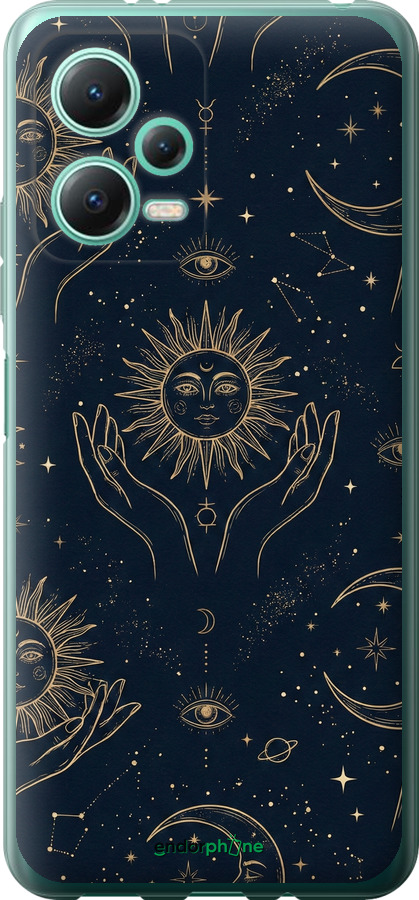 Силіконовий чехол Celestial Harmony: Sun & Moon Gold Mystic Pattern для Xiaomi Redmi Note 12 5G - 6778u-2934 изображение 