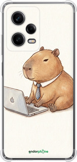 Силикон с усиленными углами чехол Funny Capybara CEO Working для Xiaomi Redmi Note 12 Pro 5G - 6777sp-2932 изображение 