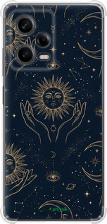 Силіконовий протиударний с посиленими кутами чехол Celestial Harmony: Sun & Moon Gold Mystic Pattern для Xiaomi Redmi Note 12 Pro 5G - 6778sp-2932 изображение 