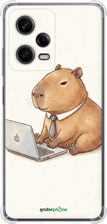 Силикон с усиленными углами чехол Funny Capybara CEO Working для Xiaomi Redmi Note 12 Pro 5G - 6777sp-2932 изображение 