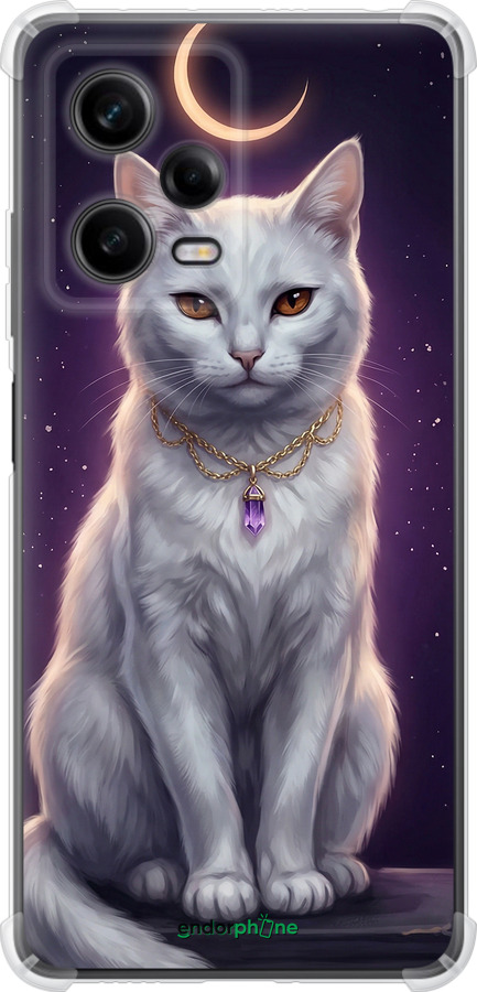 Силикон с усиленными углами чехол Mystic White Cat Gothic Dark Purple Gold для Xiaomi Redmi Note 12 Pro 5G - 6805sp-2932 изображение 