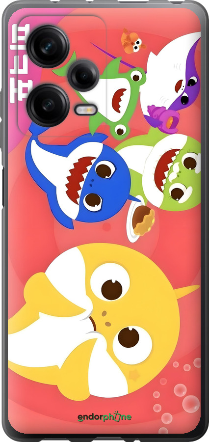 Силиконовый чехол Бейби Шаркс для Xiaomi Redmi Note 12 Pro 5G - 6305u-2932 изображение 