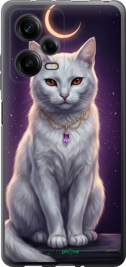 Силиконовый чехол Mystic White Cat Gothic Dark Purple Gold для Xiaomi Redmi Note 12 Pro 5G - 6805u-2932 изображение 