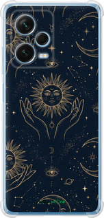 Силіконовий протиударний с посиленими кутами чехол Celestial Harmony: Sun & Moon Gold Mystic Pattern для Xiaomi Redmi Note 12 Pro+ 5G - 6778sp-3612 изображение 