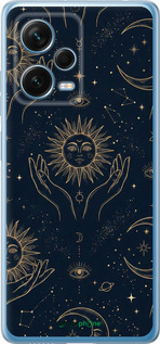 Силиконовый чехол Celestial Harmony: Sun & Moon Gold Mystic Pattern для Xiaomi Redmi Note 12 Pro+ 5G - 6778u-3612 изображение 