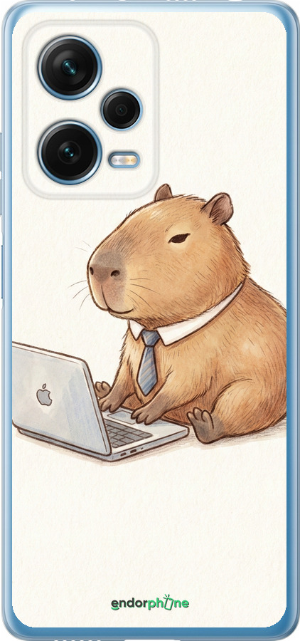 Силиконовый чехол Funny Capybara CEO Working для Xiaomi Redmi Note 12 Pro+ 5G - 6777u-3612 изображение 