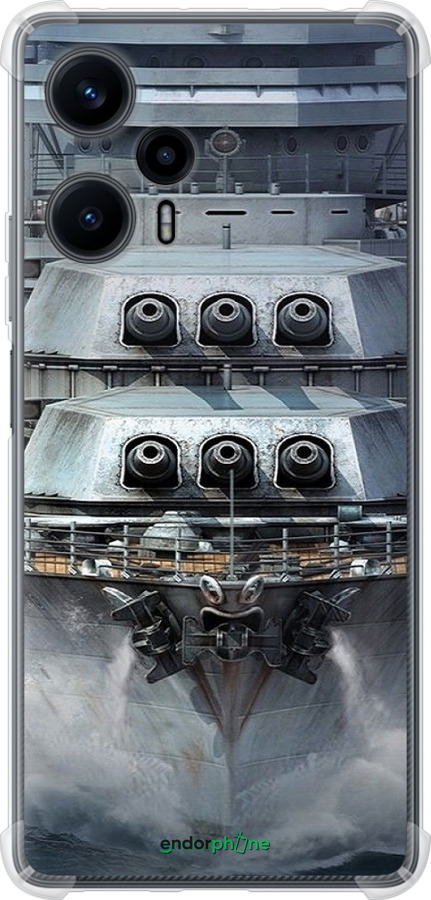 Силикон с усиленными углами чехол Линкор, world of tanks, wargaming, военный корабль для Xiaomi Redmi Note 12 Turbo - 6453sp-3025 изображение 