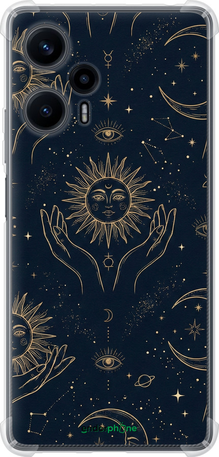 Силіконовий протиударний с посиленими кутами чехол Celestial Harmony: Sun & Moon Gold Mystic Pattern для Xiaomi Redmi Note 12 Turbo - 6778sp-3025 изображение 