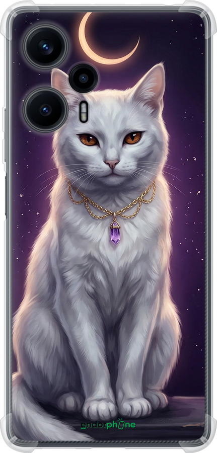 Силикон с усиленными углами чехол Mystic White Cat Gothic Dark Purple Gold для Xiaomi Poco F5 - 6805sp-3170 изображение 