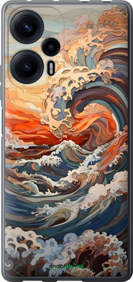 Силиконовый чехол Арт волны для Xiaomi Poco F5 - 6324u-3170 изображение 