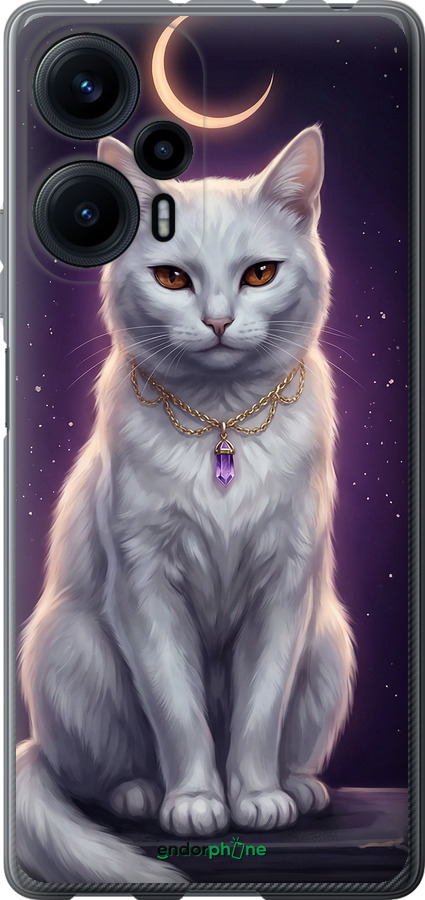 Силиконовый чехол Mystic White Cat Gothic Dark Purple Gold для Xiaomi Poco F5 - 6805u-3170 изображение 