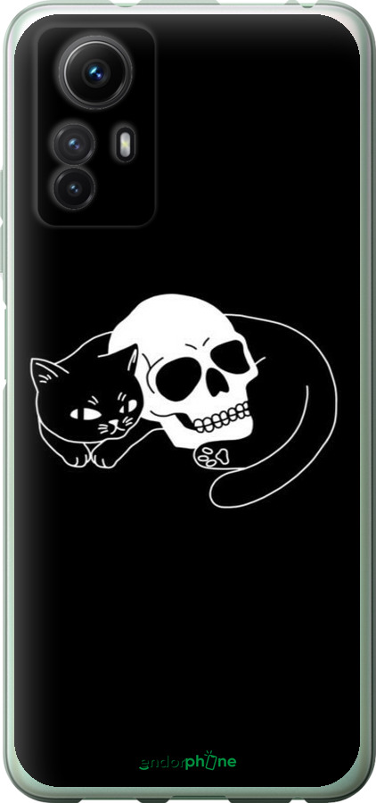 Силиконовый чехол С изображением кота и черепа для Xiaomi Redmi Note 12S - 6491u-3065 изображение 