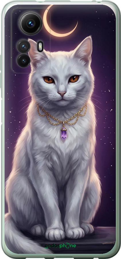 Силиконовый чехол Mystic White Cat Gothic Dark Purple Gold для Xiaomi Redmi Note 12S - 6805u-3065 изображение 