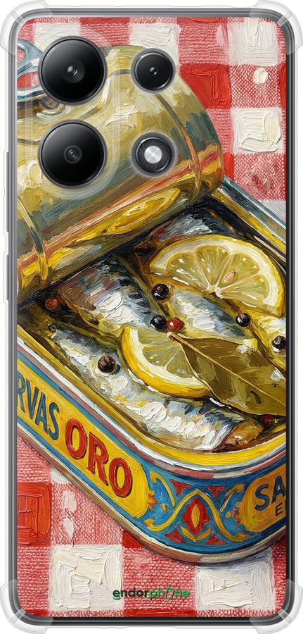 Силикон с усиленными углами чехол Vintage Sardine Tin Phone для Xiaomi Redmi Note 13 4G - 6772sp-3654 изображение 