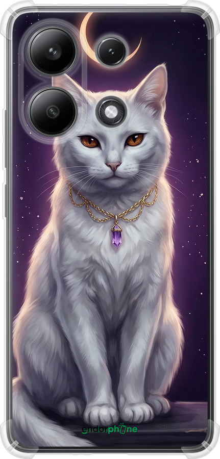 Силіконовий протиударний с посиленими кутами чехол Mystic White Cat Gothic Dark Purple Gold для Xiaomi Redmi Note 13 4G - 6805sp-3654 изображение 
