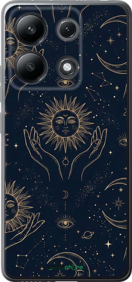 Силіконовий чехол Celestial Harmony: Sun & Moon Gold Mystic Pattern для Xiaomi Redmi Note 13 4G - 6778u-3654 изображение 