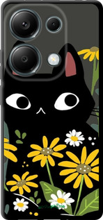 TPU чехол Черный кот с цветами для Xiaomi Poco M6 Pro - 6448b-3452 изображение 