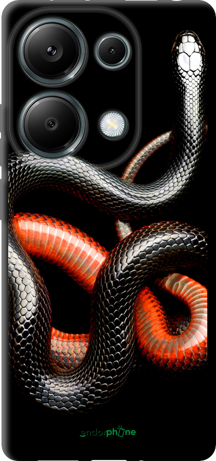 TPU чехол Красно-черная змея на черном фоне для Xiaomi Poco M6 Pro - 4063b-3452 изображение 